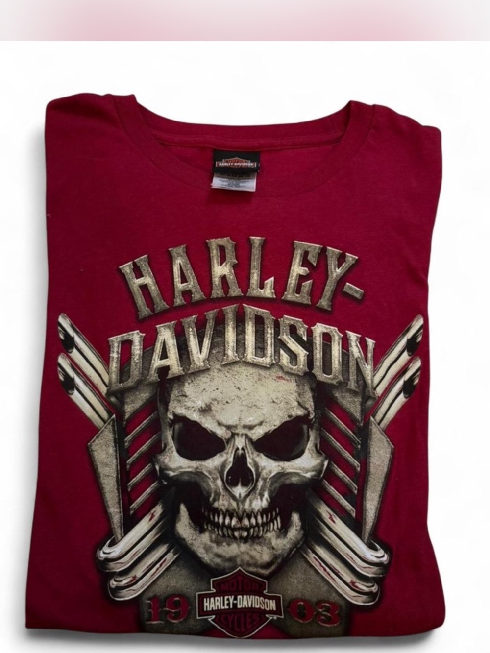 Harley-Davidson Burgandy Red Skull Graphic Tee